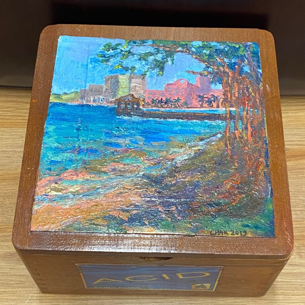 Oil Painting on Cigar Box